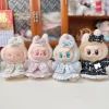 17cm Labubu V3 Fashion Camellia Set Cute Crying Baby Crossbody Bag Vinyl Doll Exquisite False Eyelash Mini Leather Shoes 3