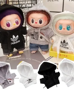Labubu Doll Clothes Fashion Hoodie, and Pants Set Labubu Idol V1 V2 Dolls Clothing Accessories 15/17cm Plush Doll Universal