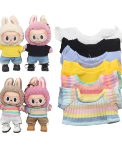 Plush Doll'S Clothes Outfit Accessories For Korea Kpop Exo Labubu Idol Dolls 10cm cotoon doll T-shirt denim shorts set Clothing