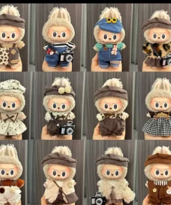 Labubu Baby Clothes First And Second Generation Pendant Pulley Cloth Clothes 17cm Vinyl Plush Doll Strap Skirt Autumn Winter Set