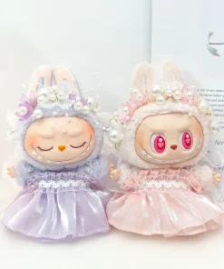 For 15/17cm Labubu Clothes Dressing up Straw hats Pearl Hair Accessories Wedding Dresses  Labubu gracey Outfit