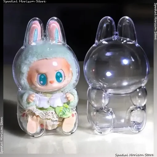 Labubu Transparent Protective Cover Stuffed Toys Cover Cute Elf Plushie Display Bag Mini Portable Storage Box