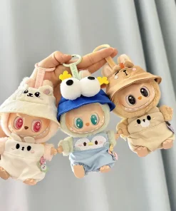 17cm Labubu I II Idol Dolls Clothes Cute Hat Bib Pants Sets New Year Accessories for Korea Kpop Exo Clothing Winter Gifts