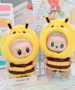 For 17cm labubu V1 V2 sitting party outfit clothes vinyl doll little bee onesie Cute Dolls Decoration Accessories