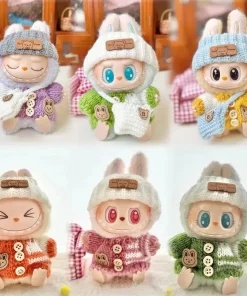 For 17 cm labubu clothes pendant labubu sitting party bear label scarf hat dolls accessories labubu outfit
