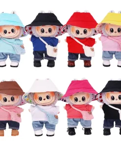 Plush Vinyl Face Labubu Doll Clothes,T-Shirt,Plimsolls,Headgear,Package&Cute Floral Little Suits,Kpop Labubu Accessories Cotton