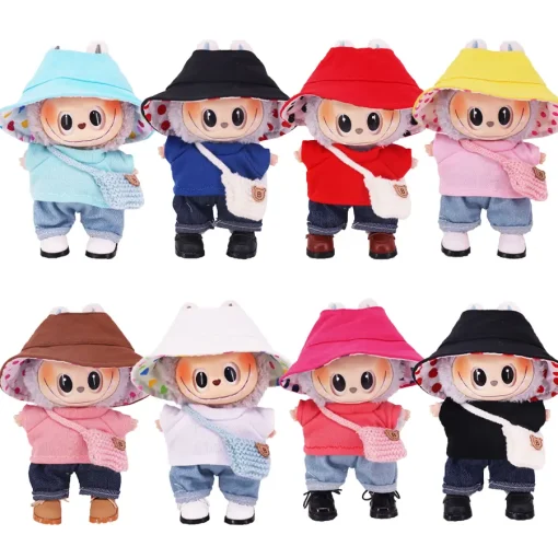 Plush Vinyl Face Labubu Doll Clothes,T-Shirt,Plimsolls,Headgear,Package&Cute Floral Little Suits,Kpop Labubu Accessories Cotton