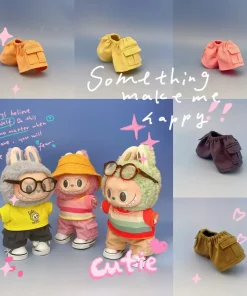 15/17cm Labubu Doll Clothes Set Colorful Striped T-shirt with Shorts Decoration Accessories