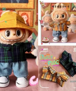For 17cm Labubu Idol V1 V2 Fashion Mini Doll Clothes Outfit Accessories Stylish Outfit Clothes plaid Leisure Suit Clothing Gift