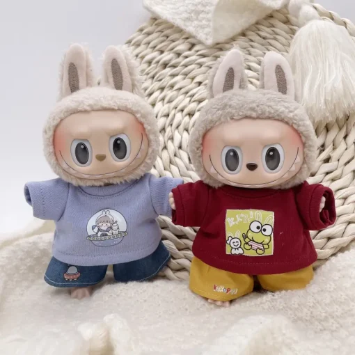 Ropa para muñeca Labubu de 15CM, conjunto de 6 piezas de verano, accesorios de traje para muñeca DIY, ropa divertida y bonita para muñeca, niño para vestir