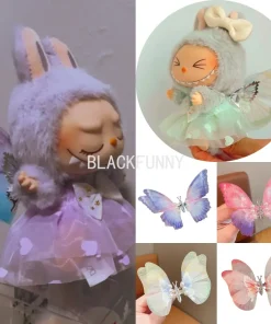 Labubu Doll Butterfly Wings Tulle Skirt Elf Doll Clothes Replacement for 15/17cm Dolls Cute Doll Accessories