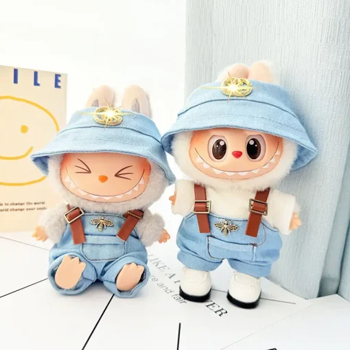 [Baby clothes only] first- and second-generation labubu cloth vinyl blind box pendant baby clothes brown and pink GG set