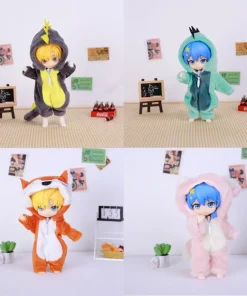 13CM Plush Clothes American Girl Baby Doll Clothing Accessories OB11 Bjd Doll Clothes Fawn Dinosaur Animal Jumpsuit with Hat
