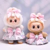 17cm baby clothes macaron sit party Christmas hairball hat clothes for labubu winter cloth sweater 2