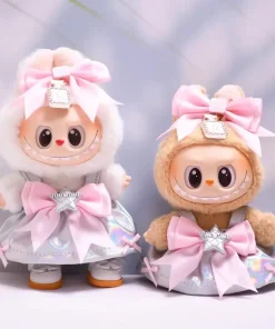 15-17cm Labubu Trendy Cute Laser Dress Doll Clothes Set with Hairband Accessories