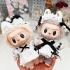 17cm Cute Mini Plush Doll’s Clothes Outfit Accessories For Labubu Dolls Clothing Kids Gift Mickey And Minne Overall and Hat 3