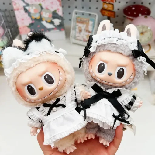 Hot Sale Clothes Only 17cm Pendant Macaron Labubu Dolls clothing and dress changes Toy Accessories Ornaments Festival Xmas Gifts