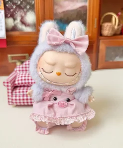 15cm/17cm Labubu I II Dolls Clothes Cute Pink Piggy Strap Skirt  Korea Kpop Exo Accessories Clothing Plush Doll'S Clothes