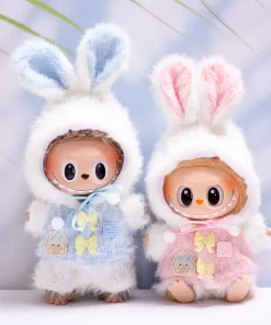17cm Cute Labubu Clothes Luxury Dress Set Mini Plush Labubu Doll Outfits Designer Rabbit Clothe Accessories Cartoon Girl Custom