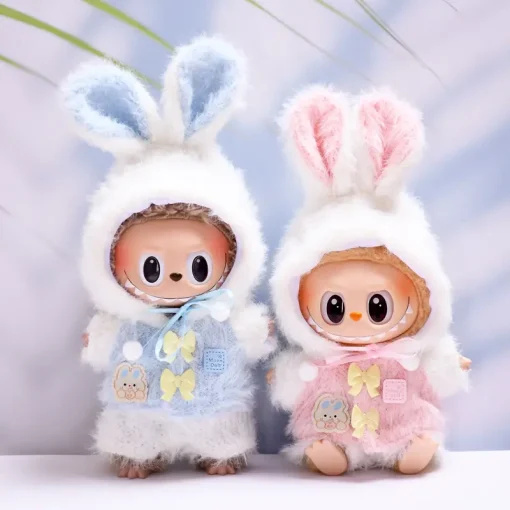 17cm Cute Labubu Clothes Luxury Dress Set Mini Plush Labubu Doll Outfits Designer Rabbit Clothe Accessories Cartoon Girl Custom