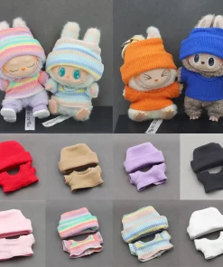 For 15/17cm Labubu Doll Clothes Colorful Striped Sweatshirt Suit for Ropa Labubu Replacement Decorative Accessories