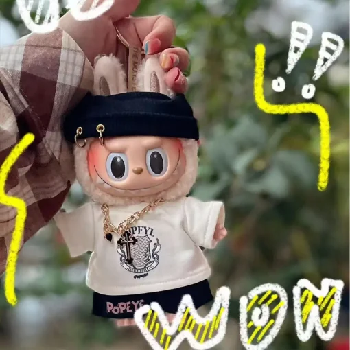 17cm Labubu Clothes Mini Plush Doll'S Clothes Labubu Doll Clothes Hoodie Suit Outfit Accessories for Plush Cartoon Accessories