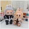 Kawaii 17cm Labubu Sitting Party Baby Clothes Cute Labubu Blind Box Series Doll Pink Blue and White Clothes Set 2