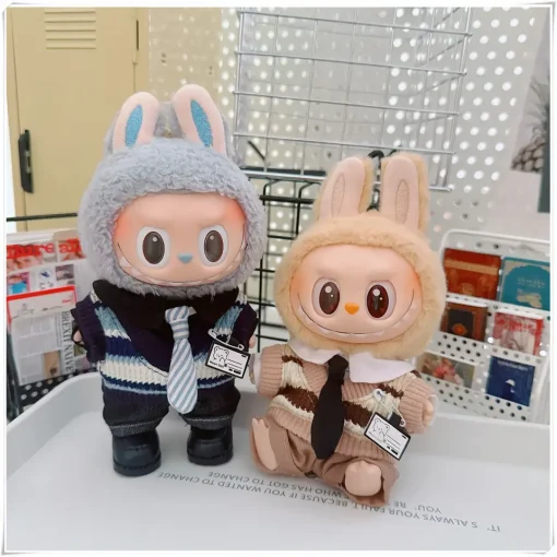 17cm Cute Labubu Doll Outfits Designer Set Doll Labubu Clothes Plush College Uniform Sweater Labubu Accessories Luxury Custom