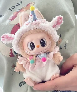17cm Labubu Idol Dolls Sitting Party Clothing Outfit Accessories Cute Mini The Monster Camellia Dress only clothes