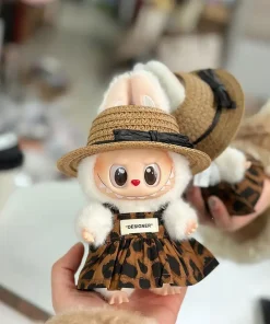 Mini Doll'S Clothes Outfit Accessories For 15-17cm Ropa Labubu and 10cm cotton doll Leopard print skirt hat shose Clothing