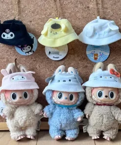 NEW Labubu Mini Hat Kawaii Kuromi Cinnamoroll HelloKitty Sitting Party Labubu Outfit Cotton Doll Dress Hat Accessories Girl Gift