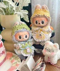 17cmlabubu Rubber Doll, Change Into Clothes, Cotton Doll, Hair Band, Skirt, Smock, Change Into Baby Clothes And Accessories