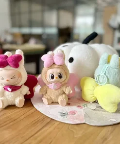Only Clothes 17cm Labubu Mini Cute V1 V2 Enamel Doll Waifu Big Bow Casual Lady Sweet Princess Wind Surprise Small Gifts