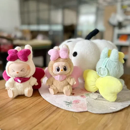 Only Clothes 17cm Labubu Mini Cute V1 V2 Enamel Doll Waifu Big Bow Casual Lady Sweet Princess Wind Surprise Small Gifts