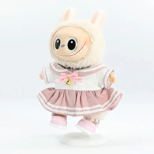 17cm Labubu Doll Outfits Designer Luxury Compatible Labubu Doll Clothes Student Skirt Plush Toys Clothes Labubu Doll Accessorie