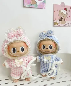17cm Cute Labubu Clothes Luxury Set Mini Plush Labubu Doll Outfits Designer Pajamas Clothe Accessories Cartoon Girl Custom