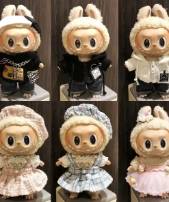 17cm Labubu Clothes Cool Mini Plush Hoodie Idol Dolls Jumpsuit Fashion Clothing for Korea Kpop Exo Fans Overalls Accessories