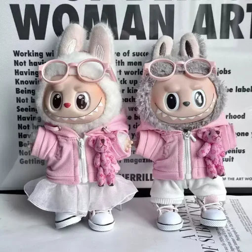Pink Trend Clothes V1 V2 V3 Fashion Baby Clothes Suit Bag Pendant Clothes Bear Lovers Boudoir Wholesale Only Clothes No Labubu
