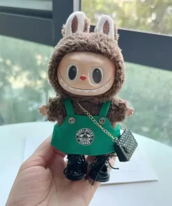 Labubu 17cm Doll's Clothes The Monsters Outfit Accessories Clothing Cartoon Green Coffee Dress Shoes Christmas Hat Scarf EE19A