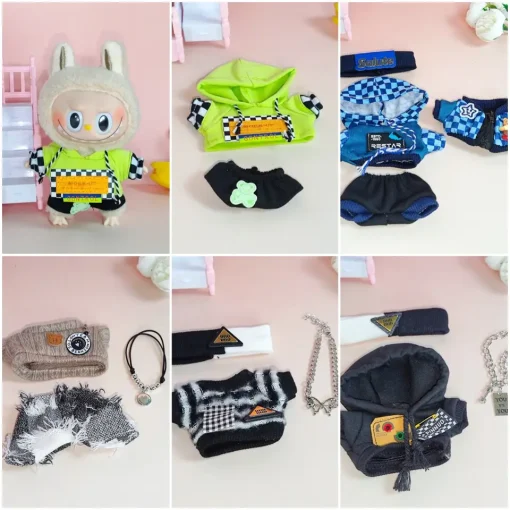 Fashion mini clothes for 17cm labubu doll clothes hoodies color game hoodies dolls accessories dress up beautiful decorations