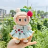 17cm Mini Plush Doll’S Clothes Outfit Accessories For Korea Kpop Exo Labubu Idol Dolls Corduroy overalls T-shirt Clothing Gift 2
