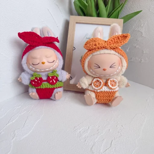 Mini Doll'S Clothes Outfit Accessories For Ropa Labubu Idol 10cm cotton doll handmade strawberry orange bikini set Clothing Gift