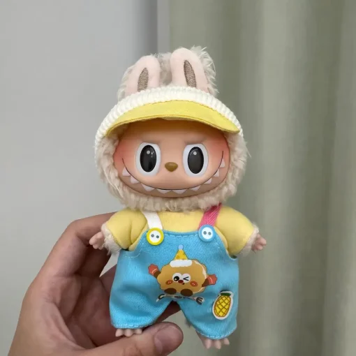 Doll Clothes For 15/17cm Labubu Macaron Cookies Jumpsuit T-shirt Cap 3PCS/Pack Plush Cotton Idol Doll Universal Accessories Gift