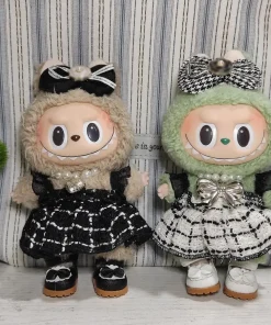 Labubu Black and White Plaid Accessory Set - Little Fragrance and Elegant Design for Dolls Accessories