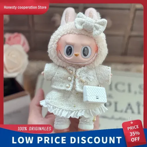 17cm Cute Mini Plush Doll'S Labubu Baby Clothes Sweet Pearl Noble Small Fragrant Skirt Set For Labubu Clothing DIY Girl Gifts