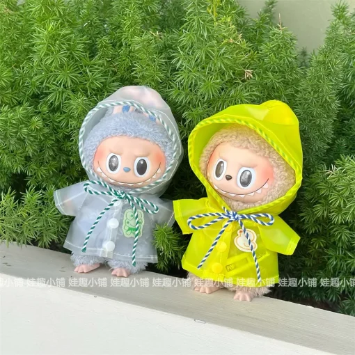Labubu Raincoat 15cm 17cm Vinyl Doll Baby Clothes Labubu Pendant Clothes Replacement Set Hooded Jacket Only Baby Clothes Gift