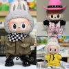New 17cm Labubu western cowboy Series Baby Clothes exciting macaron Doll Only Clothes kawaii Suspenders casual clothes 3