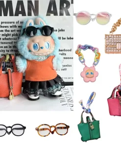 17cm Labubu Fashion Handbag Color Chain Crossbody Bag Diamond Shining Gorgeous Bag Fashion Sunglasses