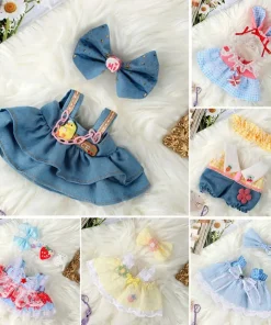 20cm Cotton Doll Clothes With Headwear Bow Headband Accessories Plush Dolls Dresses Skirt Decoration for EXO Idol Doll Accessory
