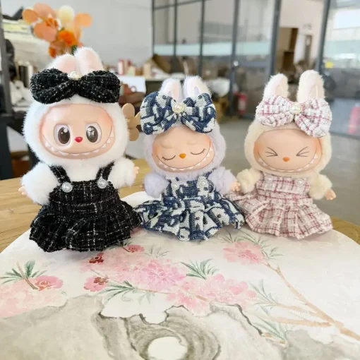 17cm Cute Labubu Doll Outfits Designer Luxury Set Plush Doll Labubu Clothe Fashion Dress Clothes Labubu Accessories Custom